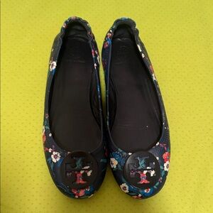 Tory Burch Navy Floral Flats